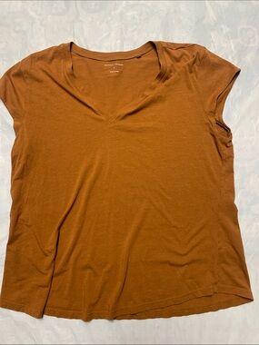 Universal Standard Pima Cotton V Neck T Shirt Brown Size 2 In US/2XL